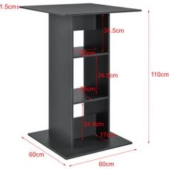 Table De Bar Visby 3 Étagères 70 X 70 X 110 Cm Gris Foncé [en.casa] -Table haute et bar Soldes 20890115 3