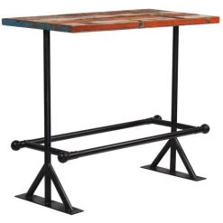 ASUPERMALL Table De Bar Bois Massif Recycle Multicolore 120 X 60 X 107 Cm -Table haute et bar Soldes 21370401 4