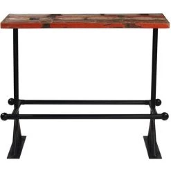 ASUPERMALL Table De Bar Bois Massif Recycle Multicolore 120 X 60 X 107 Cm -Table haute et bar Soldes 21370401 5