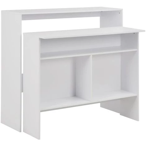 ASUPERMALL Table De Bar Avec 2 Dessus De Table Blanc 130 X 40 X 120 Cm 4 ASUPERMALL Table De Bar Avec 2 Dessus De Table Blanc 130 X 40 X 120 Cm â Image 2