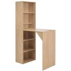 ASUPERMALL Table De Bar Avec Armoire Chene 115 X 59 X 200 Cm -Table haute et bar Soldes 21371466 4