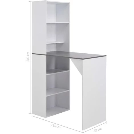 ASUPERMALL Table De Bar Avec Armoire Blanc 115 X 59 X 200 Cm 4 ASUPERMALL Table De Bar Avec Armoire Blanc 115 X 59 X 200 Cm – Image 2