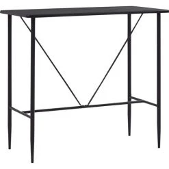 ASUPERMALL Table De Bar Noir 120x60x110 Cm MDF
