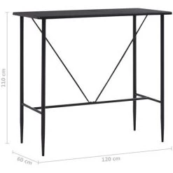 ASUPERMALL Table De Bar Noir 120x60x110 Cm MDF -Table haute et bar Soldes 21371689 5