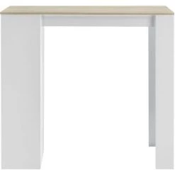 Table De Bar Kouvola 110 X 50 X 103 Cm Blanc Effet Chêne [en.casa] -Table haute et bar Soldes 21612989 3