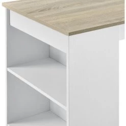 Table De Bar Kouvola 110 X 50 X 103 Cm Blanc Effet Chêne [en.casa] -Table haute et bar Soldes 21612989 5
