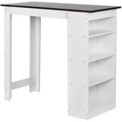 DAZHOM Table Bar De 2 �� 4 Personnes Style Contemporain - Blanc + Noir - 115*50*103CM