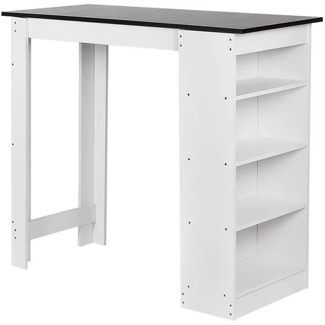 DAZHOM Table Bar De 2 �� 4 Personnes Style Contemporain - Blanc + Noir - 115*50*103CM 3 DAZHOM Table Bar De 2 �� 4 Personnes Style Contemporain - Blanc + Noir - 115*50*103CM