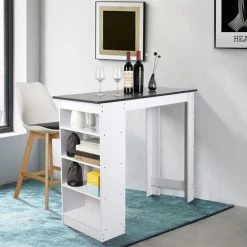 DAZHOM Table Bar De 2 �� 4 Personnes Style Contemporain - Blanc + Noir - 115*50*103CM 11 DAZHOM Table Bar De 2 �� 4 Personnes Style Contemporain - Blanc + Noir - 115*50*103CM -Table haute et bar Soldes 22089741 5