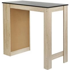 BATHRINS Table Haute Table De Bar Mange-debout Avec 4 étagères De Rangements – Décor Chêne Et Noir