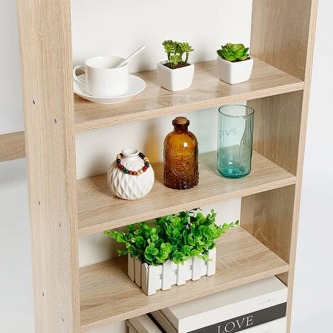 BATHRINS Table Haute Table De Bar Mange-debout Avec 4 étagères De Rangements – Décor Chêne Et Noir 4 BATHRINS Table Haute Table De Bar Mange-debout Avec 4 étagères De Rangements – Décor Chêne Et Noir – Image 2