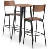 Topdeal Mobilier De Bar 3 Pcs Acier Marron Noir 1 Topdeal Mobilier De Bar 3 Pcs Acier Marron Noir -Table haute et bar Soldes 23124142 1