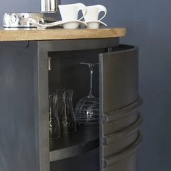 MADE IN MEUBLES Table Haute En Métal Locker - Gris -Table haute et bar Soldes 23185129 4