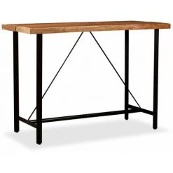 ASUPERMALL Table De Bar Bois Massif D'Acacia 150x70x107 Cm -Table haute et bar Soldes 23185929 3