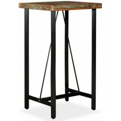 ASUPERMALL Table De Bar Bois De Recuperation Massif 60 X 60 X 107 Cm -Table haute et bar Soldes 23185932 4