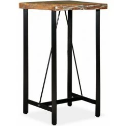ASUPERMALL Table De Bar Bois De Recuperation Massif 60 X 60 X 107 Cm -Table haute et bar Soldes 23185932 5