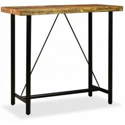 ASUPERMALL Table De Bar Bois Massif De Recuperation 120 X 60 X 107 Cm -Table haute et bar Soldes 23185934 5