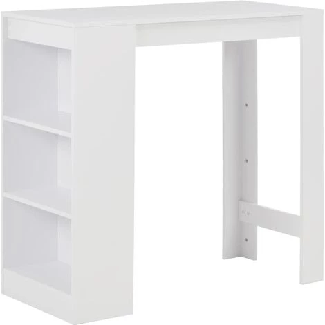 ASUPERMALL Table De Bar Avec Etagere Blanc 110x50x103 Cm 5 ASUPERMALL Table De Bar Avec Etagere Blanc 110x50x103 Cm – Image 3
