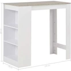 ASUPERMALL Table De Bar Avec Etagere Blanc 110x50x103 Cm -Table haute et bar Soldes 23186313 3