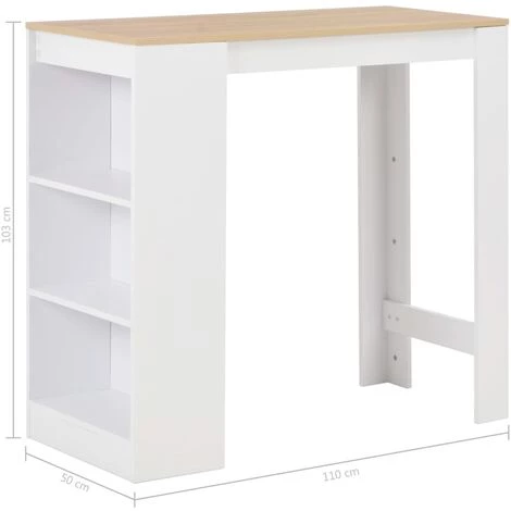 ASUPERMALL Table De Bar Avec Etagere Blanc 110x50x103 Cm 6 ASUPERMALL Table De Bar Avec Etagere Blanc 110x50x103 Cm – Image 4