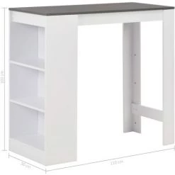 ASUPERMALL Table De Bar Avec Etagere Blanc 110x50x103 Cm -Table haute et bar Soldes 23186327 5