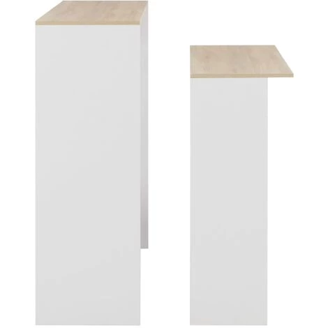 ASUPERMALL Table De Bar Avec 2 Dessus De Table Blanc Et Chene 130x40x120cm 4 ASUPERMALL Table De Bar Avec 2 Dessus De Table Blanc Et Chene 130x40x120cm – Image 2
