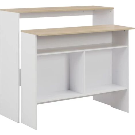 ASUPERMALL Table De Bar Avec 2 Dessus De Table Blanc Et Chene 130x40x120cm 5 ASUPERMALL Table De Bar Avec 2 Dessus De Table Blanc Et Chene 130x40x120cm – Image 3