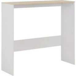 ASUPERMALL Table De Bar Avec 2 Dessus De Table Blanc Et Chene 130x40x120cm 10 ASUPERMALL Table De Bar Avec 2 Dessus De Table Blanc Et Chene 130x40x120cm -Table haute et bar Soldes 23186336 4