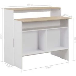 ASUPERMALL Table De Bar Avec 2 Dessus De Table Blanc Et Chene 130x40x120cm 11 ASUPERMALL Table De Bar Avec 2 Dessus De Table Blanc Et Chene 130x40x120cm -Table haute et bar Soldes 23186336 5