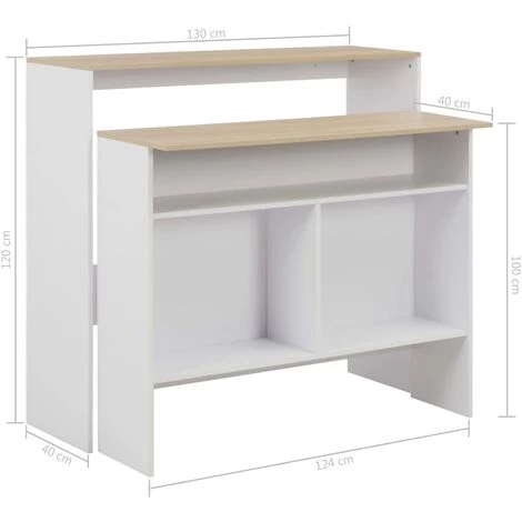 ASUPERMALL Table De Bar Avec 2 Dessus De Table Blanc Et Chene 130x40x120cm 7 ASUPERMALL Table De Bar Avec 2 Dessus De Table Blanc Et Chene 130x40x120cm – Image 5