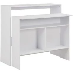 Topdeal Table De Bar Avec 2 Dessus De Table Blanc 130 X 40 X 120 Cm