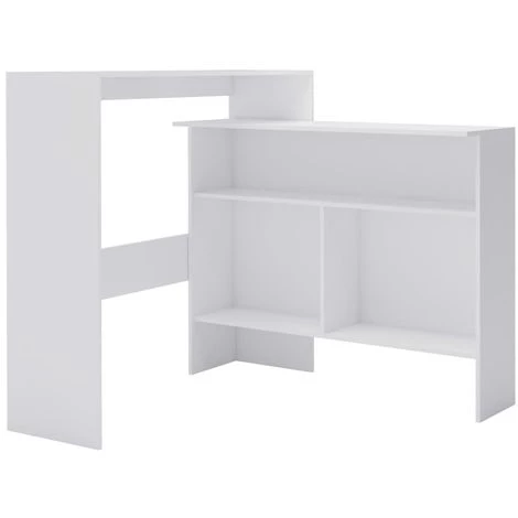 Topdeal Table De Bar Avec 2 Dessus De Table Blanc 130 X 40 X 120 Cm 4 Topdeal Table De Bar Avec 2 Dessus De Table Blanc 130 X 40 X 120 Cm – Image 2