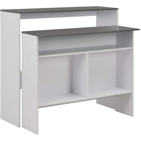 Topdeal Table De Bar Avec 2 Dessus De Table Blanc Et Gris 130x40x120 Cm 3 Topdeal Table De Bar Avec 2 Dessus De Table Blanc Et Gris 130x40x120 Cm