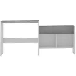 Topdeal Table De Bar Avec 2 Dessus De Table Blanc Et Gris 130x40x120 Cm 9 Topdeal Table De Bar Avec 2 Dessus De Table Blanc Et Gris 130x40x120 Cm -Table haute et bar Soldes 23203191 3