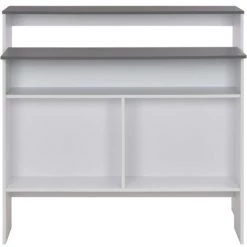 Topdeal Table De Bar Avec 2 Dessus De Table Blanc Et Gris 130x40x120 Cm 11 Topdeal Table De Bar Avec 2 Dessus De Table Blanc Et Gris 130x40x120 Cm -Table haute et bar Soldes 23203191 5