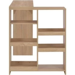 Topdeal Table De Bar Avec Tablette Amovible Chêne 138x39x110 Cm -Table haute et bar Soldes 23203237 5