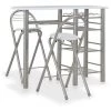 Topdeal Ensemble De Bar Avec étagères 3 Pcs Bois Et Acier Blanc -Table haute et bar Soldes 23214784 1