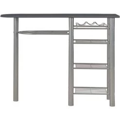 Topdeal Ensemble De Bar Avec étagères 3 Pcs Bois Et Acier Noir -Table haute et bar Soldes 23214786 3
