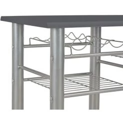 Topdeal Ensemble De Bar Avec étagères 3 Pcs Bois Et Acier Noir -Table haute et bar Soldes 23214786 5