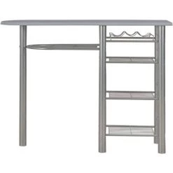 Topdeal Ensemble De Bar Avec étagères 3 Pcs Bois Et Acier Gris -Table haute et bar Soldes 23214793 3