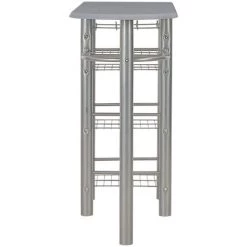 Topdeal Ensemble De Bar Avec étagères 3 Pcs Bois Et Acier Gris -Table haute et bar Soldes 23214793 4