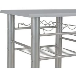 Topdeal Ensemble De Bar Avec étagères 3 Pcs Bois Et Acier Gris -Table haute et bar Soldes 23214793 5