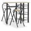 Topdeal Ensemble De Bar Avec étagères 3 Pcs Bois Et Acier -Table haute et bar Soldes 23214798 1