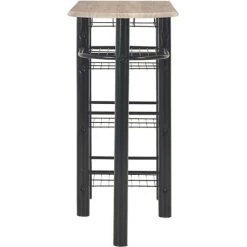 Topdeal Ensemble De Bar Avec étagères 3 Pcs Bois Et Acier -Table haute et bar Soldes 23214798 4