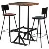 Topdeal Mobilier De Bar 3 Pcs Bois De Récupération Massif Multicolore -Table haute et bar Soldes 23432329 1