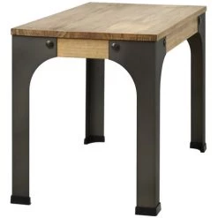 BOX FURNITURE Banc Banquette Bristol – Style Industriel Vintage 39x70x46 Cm - Noir -Table haute et bar Soldes 23784660 4
