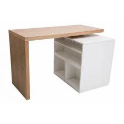MILIBOO îlot - Table De Bar Modulable Avec Rangement Blanc Mat Et Chêne H91 Cm MAX - Blanc Mat -Table haute et bar Soldes 24168003 3