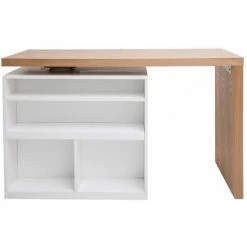 MILIBOO îlot - Table De Bar Modulable Avec Rangement Blanc Mat Et Chêne H91 Cm MAX - Blanc Mat -Table haute et bar Soldes 24168003 4