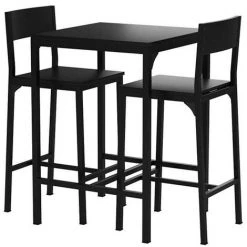 DEMEYERE Set Table + 2 Chaises Hautes Shen Noir - Noir - Noir -Table haute et bar Soldes 24303998 2