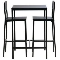 DEMEYERE Set Table + 2 Chaises Hautes Shen Noir - Noir - Noir -Table haute et bar Soldes 24303998 5